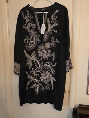 Johnny Was Black Kimono Large NWT